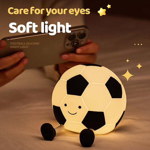 AGEK 3 Dimmable Soccer Night Light for Kids, Cartoon Soccer Lamp Silicone Baby Nursery Night Light with Level