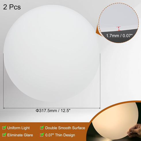 12.5" 2 1.7mm PATIKIL Diameter Lampshade Diffuser, Pcs Thick Round Diffuser Sheet for Drum Lampshades, Pendants Light