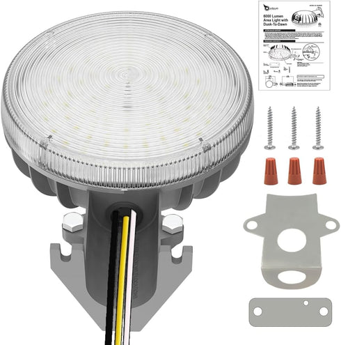 6000LM 42W 4000K 110-240V, Owleye Dusk to Dawn Outdoor Lighting LED Barn Light Security Lights, Daylight, AC ETL
