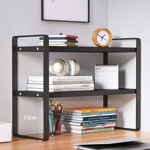 Desktop Organizer Shelf, SIDIANBAN Adjustable Office Storage Rack for Computer Desk Supplies, Black