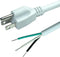White 18AWG 3-Prong Power Cord, 10Amp Max, 6ft Replacement Power Cord with Open Wiring, NEMA 5-15P Plug