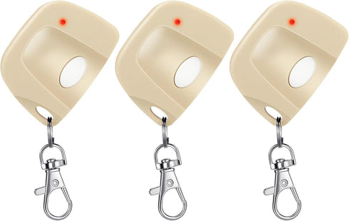 Kingdder 3 Pieces Garage Door Remote with Keychain, Compatible for Multicode 300mhz Gate Opener (Beige, White)