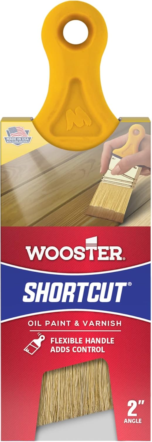 Wooster Brush Z3215-2 Shortcut Bristle Angle Sash Paintbrush, 2-Inch, White, Yellow