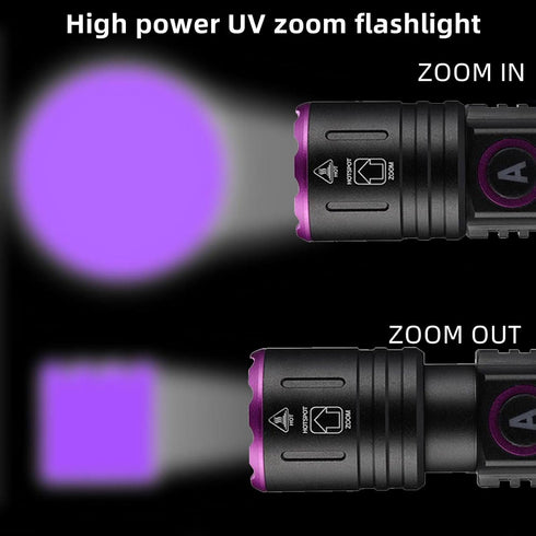 SV87 365nm 5W ALONEFIRE UV Flashlight Zoom Type C USB Rechargeable Black Light Money Detector for Resin Curing, Pet