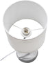 LT1172-SLV 17.13" Simple Designs Metal and Modern Abstract Table Lamp with Drum Fabric Shade, Bedroom, Office, Living