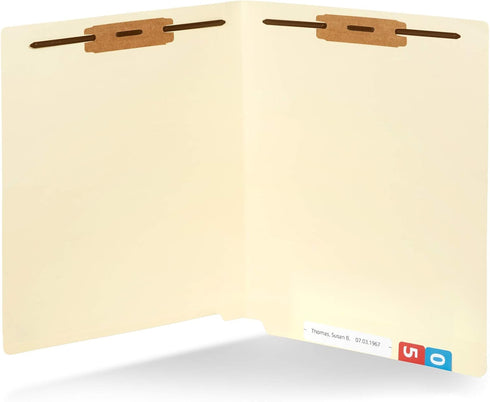 Blue Summit Supplies Heavyweight Manila Fastener File Folders, 50 Pack, Reinforced Straight Cut End Tab Folders, Letter