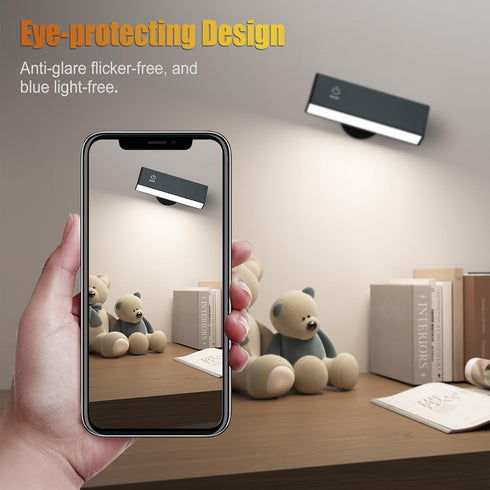 2 Pack, Dimmable, 360 Honalia Adhesive Wall Lights for Bedroom Rechargeable Wall Lights with Magnetic & Rotation
