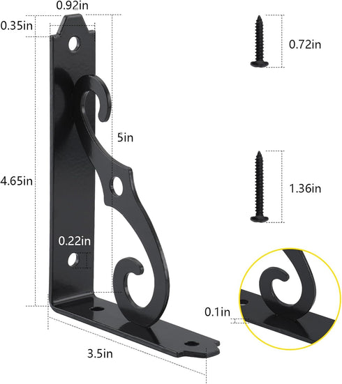 HOME MASTER HARDWARE 5x3-1/2 2 Decorative Shelf Brackets in Wall Mounted Floating Shelf Bracket L Heavy Duty Support