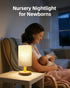pickrelax Small Table Lamp for Bedroom - Inline Control, Bedside Lamp for Warm Light LED Desk Lamp, Wood Base Round