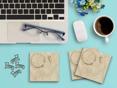 Sticky Notes 12 Pack 3"x3" 50 Sheet Count Per Pad, Coffee Stain Ring Coffee Drops Dirty Paper, Cute Funny Memo Note Pads Stationery Journal Planner Paper