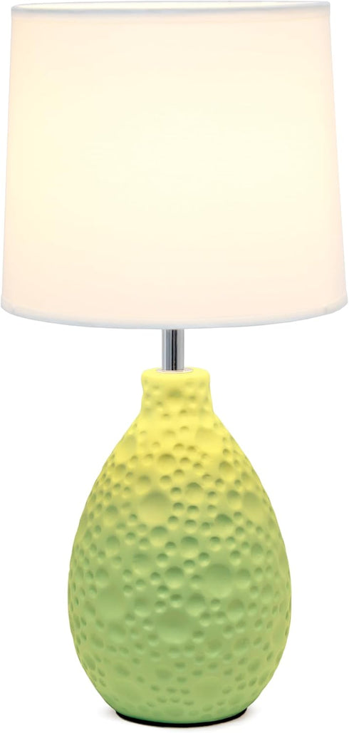 LT1193-GRN 14.17" Simple Designs Refined and Textured Oval Stucco Ceramic Table Lamp, for Living Room, Bedroom, Office