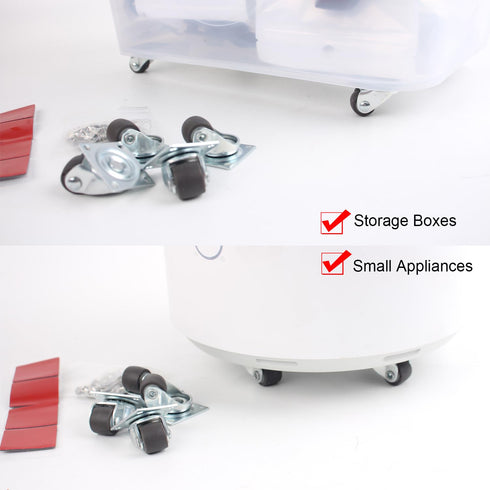 Mini Caster Wheels 0.5 Inch Low Profile Rubber Tiny Swivel Casters for Small Appliances, 8 Pack