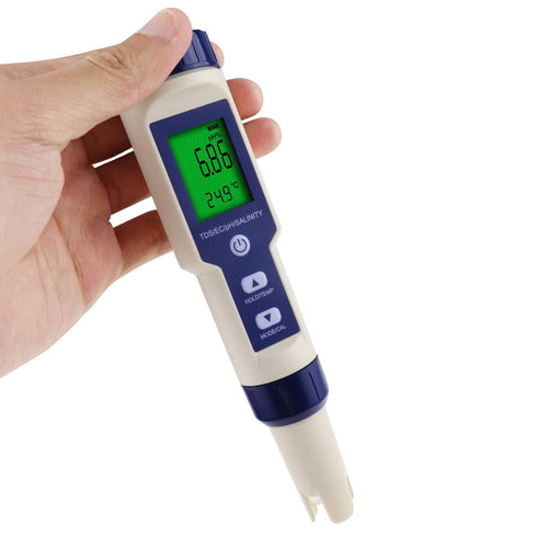 Water Quality Meter - IP67 PH Salinity TDS EC Conductivity Tester Pen for Water Analysis