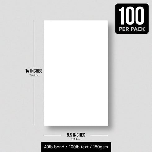 8.5 14 100lb (40lb 100 Pack Bright White Paper - Multipurpose Office Print Writing Copy - Flyers, Posters, Design