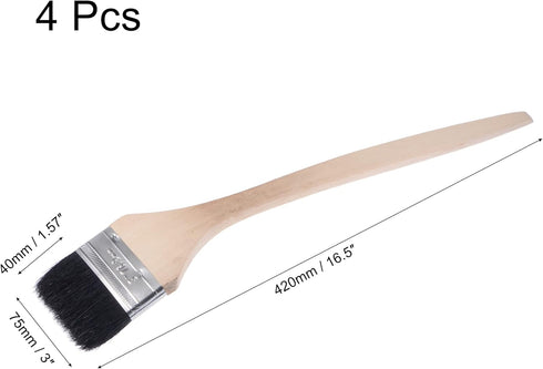 uxcell Bent Radiator Paint Brush: 17" Length, 3" Width Bristle with Long Wood Handle, 4Pcs
