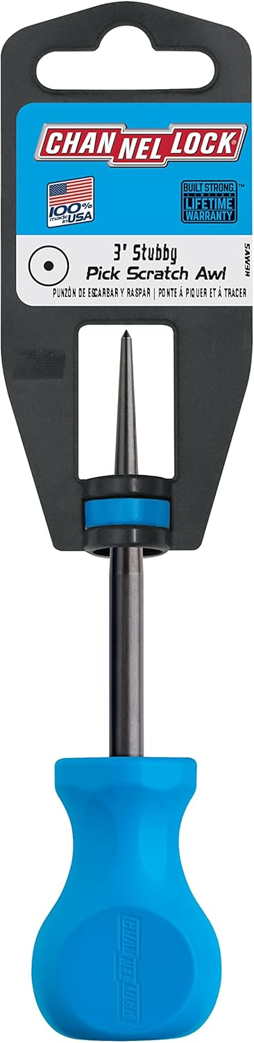 CHANNELLOCK SAW3H 3-inch Professional Scratch Awl Pick, Precision Machined Non-Magnetic, Made in USA