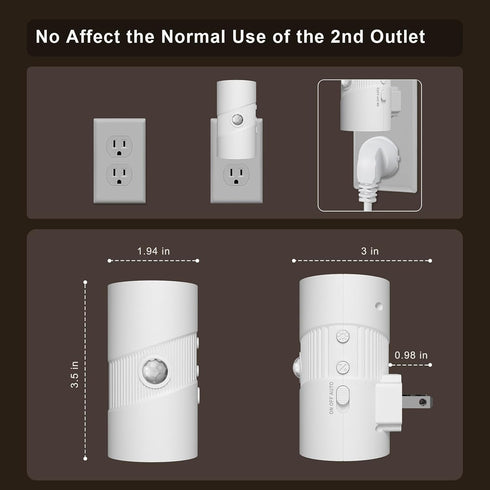 3 Dimmable 2 Pack) easuntec Motion Sensor Light Indoor, Night Lights Plug into Wall, Motion Sensor & Dusk to Dawn