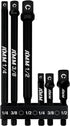 AMM 6-Piece Impact Grade Socket Adapter Set, 3-Inch & 6-Inch Power Drill Socket Driver Adaptor, 1/4", 3/8", 1/2" Hex