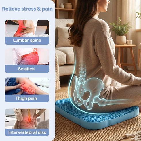 Vinlyto TPE Double Layer Gel Seat Cushion for Long Sitting - Enlarged Thickened Patent Design, Soft Breathable Cooling