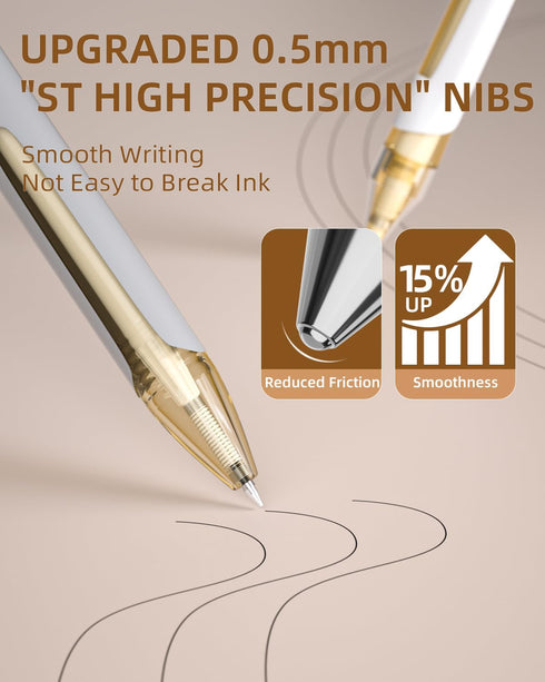 Nicpro 13PCS Pastel Gel Ink Pen Set with Case, 0.5mm Fine Point Pens, 12 Black Ink Pens with 1 Highlighter