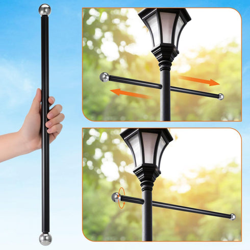 22" iplusmile Lamp Post Cross Arm Replacement: Cross Arm Ladder Rest Handle with Removable Decorative Spheres