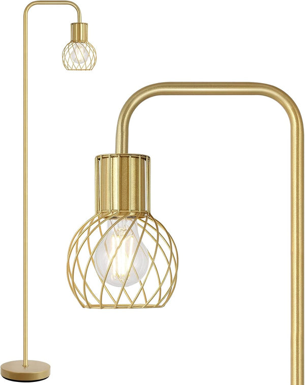 Brass Gold Standing Floor Lamp for Living Room - Modern Industrial Design