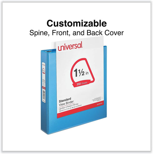 Universal UNV20723 11 in. x 8.5 in. 1.5 in. Capacity 3 Rings Slant D-Ring View Binder - Light Blue