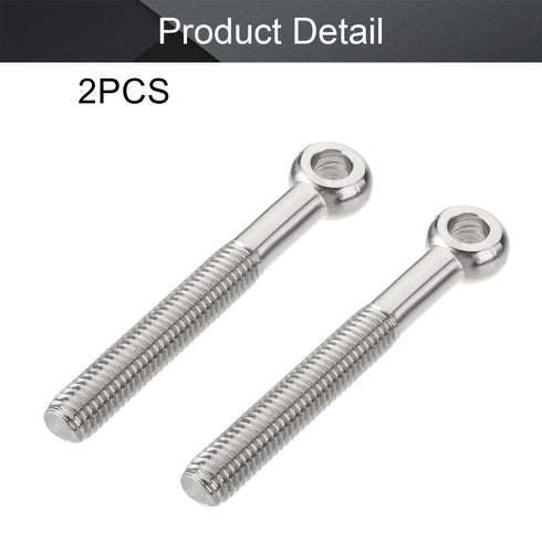 MroMax M10 x 80mm Machinery Shoulder Swing Lifting Eye Bolt, 2Pcs 304 Stainless Steel for Home Renovation, Fasteners