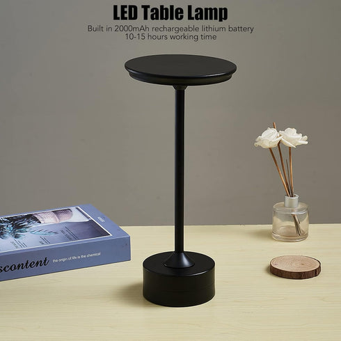 2000mAh 3 Cordless Table Lamp, Rechargeable Lamp Levels Brightness Portable USB C LED Metal Bedside Light for Outdoor