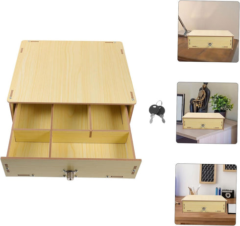 Wooden Cash Drawer Organizer - Change Storage Box for Desk and Business Use