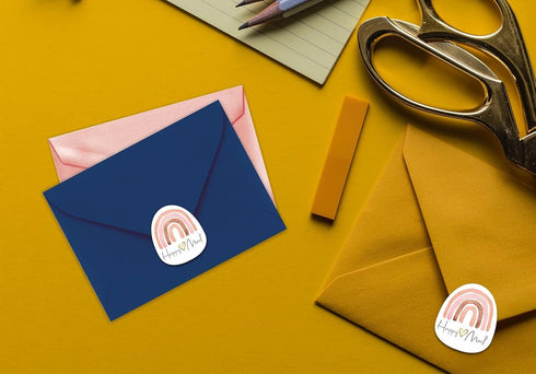 Easykart Happy Mail Gold Foil Boho Rainbow Stickers | 2 Inch, 500 pcs Decorative Envelope Sealing for Small Business