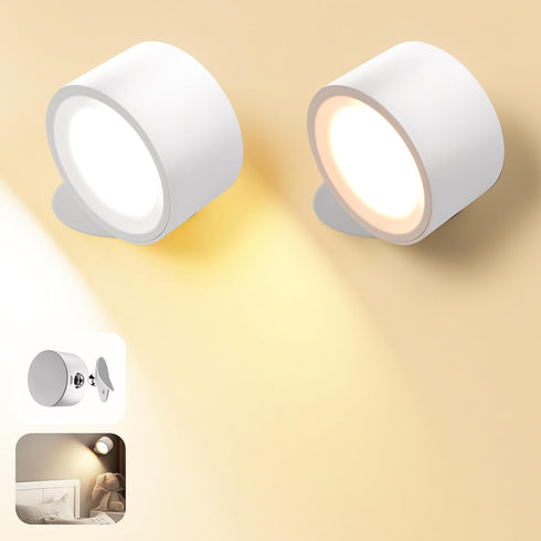 Wall Mounted Lamp LED Wall Lights with Rechargeable Battery Operated, 3 Color