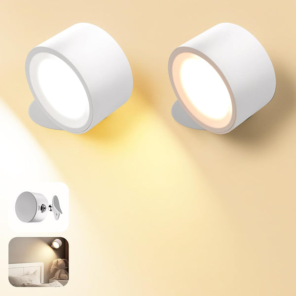 Wall Mounted Lamp LED Wall Lights with Rechargeable Battery Operated, 3 Color