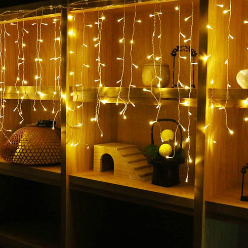GTSYDING 16.4FT 216 8 5) LED Icicle String Lights, Christmas Icicle Lights LEDs Window Curtain Starry Fairy Lights Plug