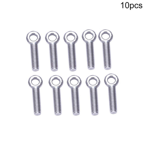 MroMax M6 x 25mm Machinery Shoulder Swing Lifting Eye Bolt, 10Pcs 304 Stainless Steel Metric Thread Lifting Eye Bolt for Home Renovation, Pipeline Gate Valves Fasteners, Silver