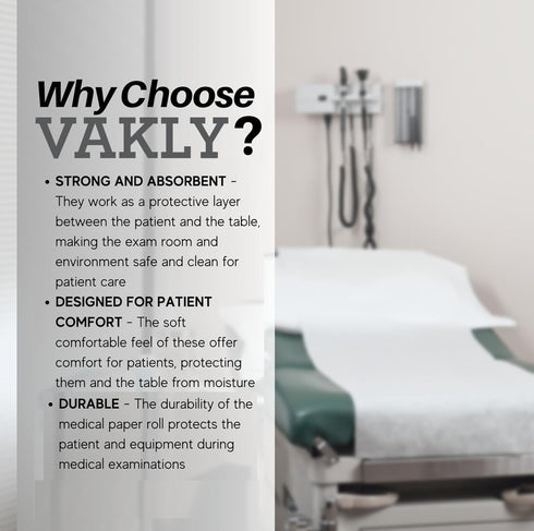 18" 225' (Pack 4) Vakly Exam Table Paper Roll x of Disposable Smooth Medical Barrier Paper for Spa, Doctor