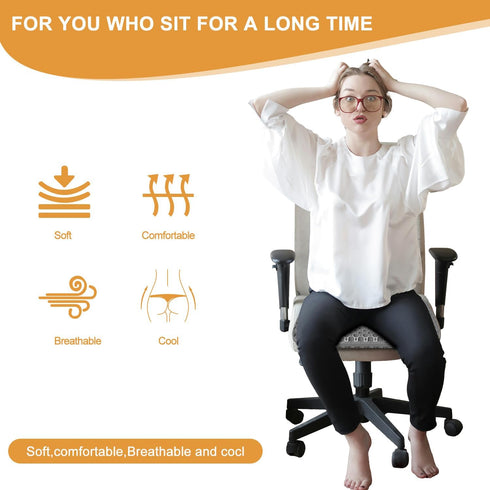 EVEME Large Gel Seat Cushion for Long Sitting with Non-Slip Cover,Soft & Breathable,Seat Cushion