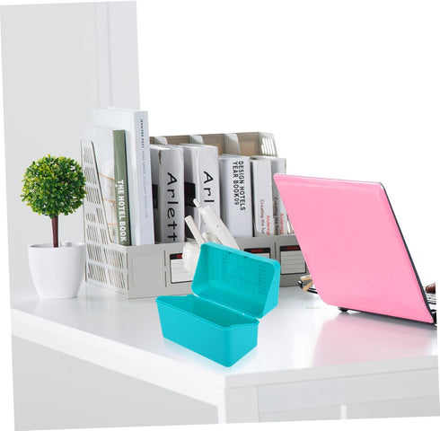 Tofficu 4pcs Index Card File Box: Plastic Organizer for Recipes and Notecards, 3x5 Desktop