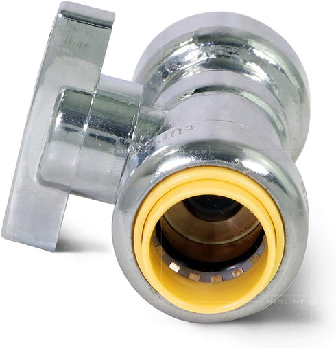 UPSSP1212 1/4 Turn Straight Stop for Push-Fit Valve, 1/2 x 1/2 Inch, by Pushlock
