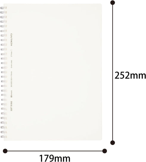 KOKUYO D Shaped Soft Ring Notebook - 6mm Ruled, 37 Lines, 80 Sheets, B5, Transparent, Japan Import