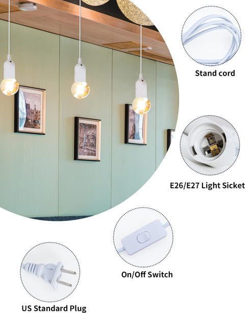 5.9ft E26 Switch(Bulb HESSION Pendant Light Cord, Hanging Light Cord, Plug in Light fixtures, DIY Latern Light Cord