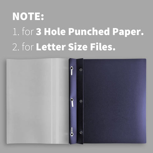 Binditek 30 Pack Clear Front Report Covers with 3 Prongs, Heavy Duty Plastic Report Folder with Navy Back Covers for