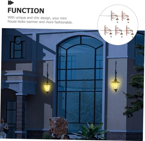 5pcs Uonlytech Scale Warm White LED Mini Wall Sconces in Antique Bronze DIY Sand Table Scene Accessories for Mini House
