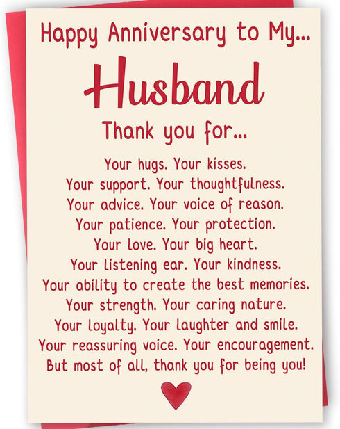 mmuue Happy Anniversary Card for Husband, Romantic Anniversary Card Gift from Wife, Thank