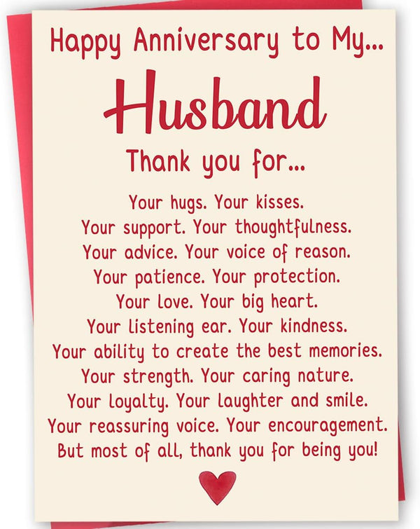 mmuue Happy Anniversary Card for Husband, Romantic Anniversary Card Gift from Wife, Thank