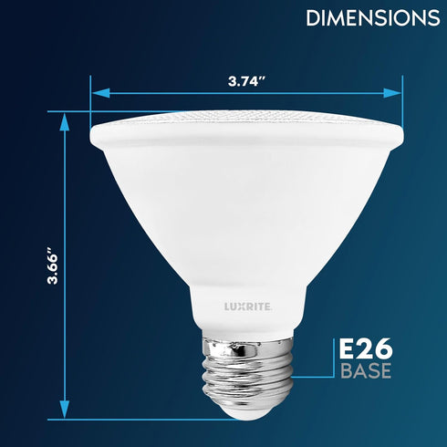 LUXRITE PAR30 Short Neck LED Flood Light Bulb, 75W Equivalent, 3000K Soft White, 900 Lumens, 4 Pack