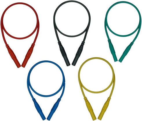 AST Labs 120 inch Test Lead Extension Cable, Banana Plug 4 mm Straight-Straight, Black, Red, Green, Yellow, Blue