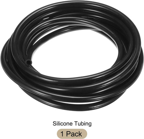 5m Black Silicone Tubing, 6.4mm(1/4") ID x 9.5mm(3/8") OD Pure Industrial Plastic Hoses for Pump