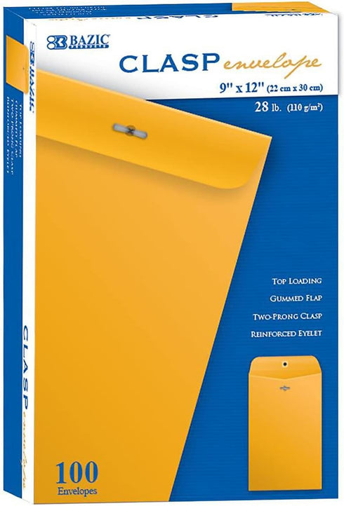 Clasp Envelope, 9 inch x 12 inch (100/Box)