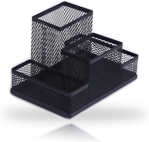 Desk Organizer, Desktop Mesh Pen Pencil Holder Caddy with 4 Compartments for Office, Home, School Supplies